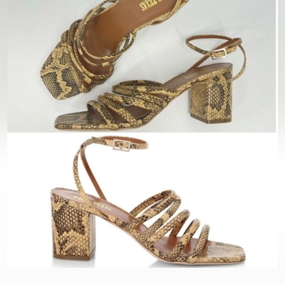 Like new Paris Texas Carla snakeskin-look soft leather block heel ankle strap - Picture 3 of 11